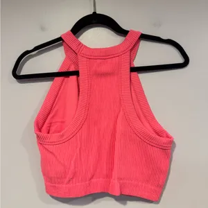 Pink ribbed high neck aerie bra‎ tank thumbnail 3