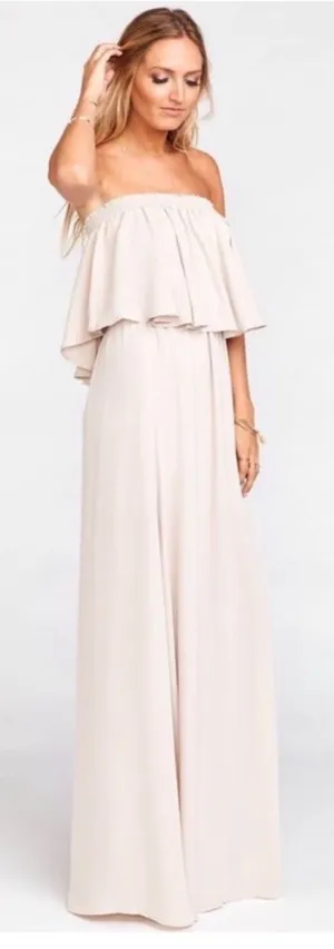 NWT Show Me Your Mumu Hacienda Maxi Dress SMALL Show Me The Ring Crisp beige thumbnail 1