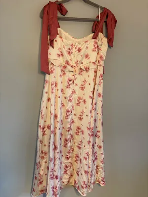Francesca's Dress Floral White Pink thumbnail 2