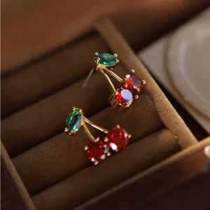 Cherry Gemstone Earrings Gold thumbnail 5
