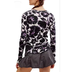Free People Movement Rally Printed Layer Size Small Garden Floral Lilac thumbnail 3
