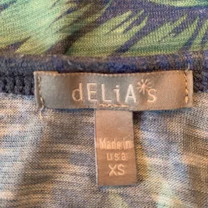 dELiA*s blue tropical racer back crop tank top thumbnail 5