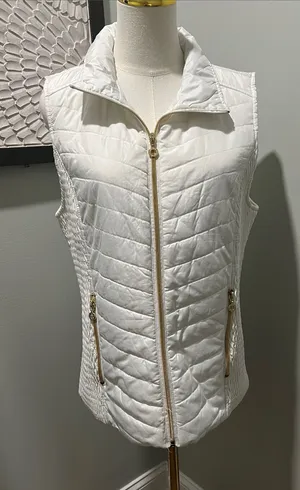 Marc New York White Quilted Gold-Zip Vest thumbnail 1