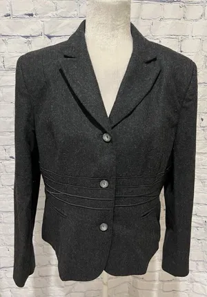 Harve Bernard Blazer Jacket Academia Workwear Professional Winter Gray Wool 16 thumbnail 1