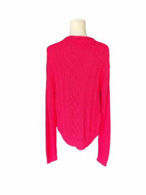 J.Crew - NWT Mockneck Rolled Cable Knit Sweater Raspberry Pink Sz Xl thumbnail 4