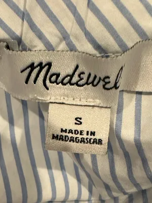 Madewell Coastal Nostalgia Summer Vac Blue Striped Off Shoulder 3/4 Sleeve Top S thumbnail 8
