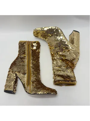 Steve Madden Georgia Gold Sequin Side Zip Ankle Boots Size 6 thumbnail 7