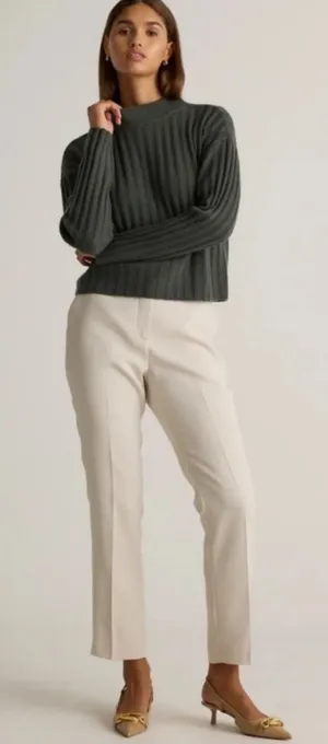 Quince Stretch Crepe Ankle Pants in Sand thumbnail 1