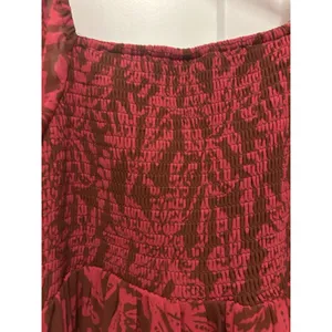 Torrid Midi Dress 1X Smocked Square Neck Chiffon Wedding Guest Flowy Pink Modest thumbnail 9