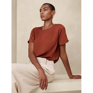 Banana Republic Afternoon Latte Short Sleeve Crew Neck‎ Blouse XL 753748-01 thumbnail 6