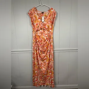 NWT AFRM Anthropologie Lizette Coral Floral Cutout Slinky Maxi Dress 2X Boho thumbnail 5