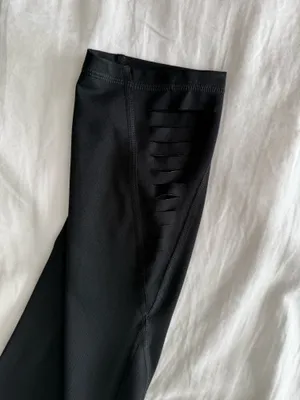 Black Cropped Active Leggings With Slit Detail thumbnail 5