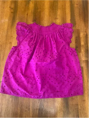 Women's LOFT Eyelet Blouse Size M Pink Magenta thumbnail 6