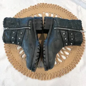 ROSS & SNOW Stefana Black Camo Leather Moto Boot Shearling Italy US 7 Moto Chic thumbnail 5