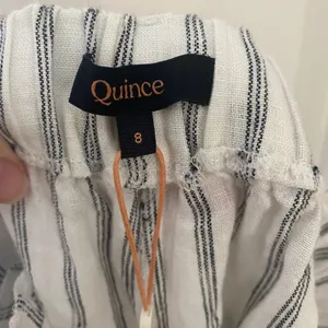 NWT Quince European Linen Women 8 Wide Leg Pant Oatmeal Stripe Eco Coastal thumbnail 3