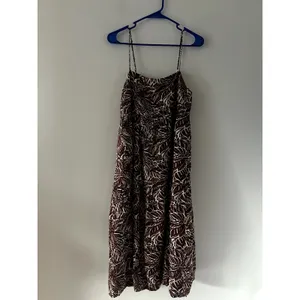 Abercrombie & Fitch Brown White Floral Trapeze Midi Sun Dress NWT Size M thumbnail 2