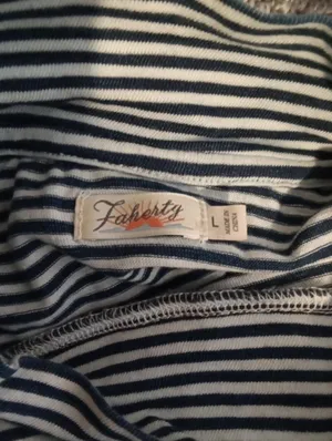 Faherty Womens Blue Striped Mock Neck Long Sleeve Tee Outdoors Size Large thumbnail 2