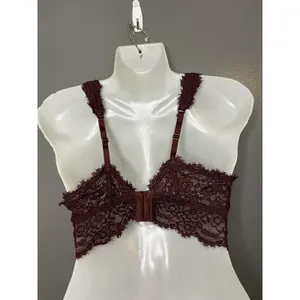 Aerie Bralette Bra Womens Large Red Lace Wireless Sheer Longline Unlined thumbnail 4