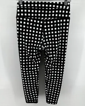 Albion Lift Bra Stride 7/8 Legging Set Gingham Pocket Racerback Black White XS thumbnail 8