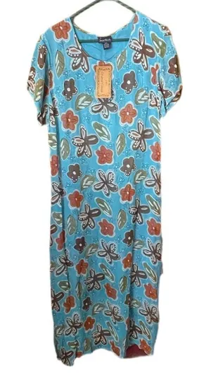 NWT Sacred Threads size S/M maxi floral dress lined side slits shift dress. thumbnail 1