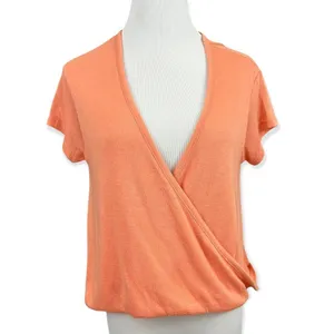 Free People We The Free Hoffman Crossover Faux Wrap Light Knit Top Melon XS NWT thumbnail 2