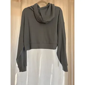 Alo Yoga Muse Hoodie‎ ribbed knit cropped In Blue Size Medium thumbnail 5