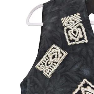 Vtg Creazioni Effeci Vest 90's Boho Whimsical Goth Beaded Med Sequin Black thumbnail 4