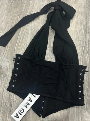 I.AM.GIA Celestina Black Corset Top NWT Size S thumbnail 4