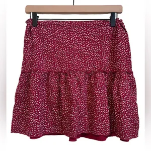Brandy Melville Red Floral Ditsy Print Ruffle Tiered Mini‎ Skirt Womens OS thumbnail 2