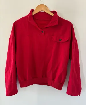 Red Quarter Button Up Sweatshirt thumbnail 1