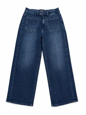 Quince Bella Stretch Patch Pocket Wide Leg Jeep Sea Blue Women’s Jeans 29x26 thumbnail 1