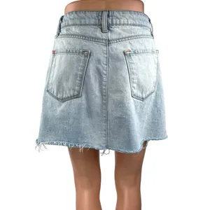 Urban Outfitters BDG Blue Light Wash Distressed Mini A-Line Denim Jean Skirt M thumbnail 3