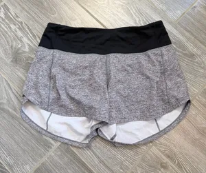 lululemon athletica Heathered Gray Speed Shorts with liner EUC size 4 thumbnail 1