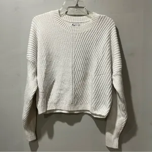 Hollister Womens Cropped Pullover Long Sleeve Knit Sweater‎ White Size Large thumbnail 2