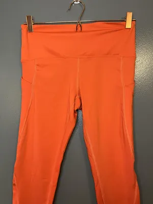 Los Ojos Pants Womens Small Orange High Rise Pocket Leggings Athletic Yoga Gym thumbnail 2