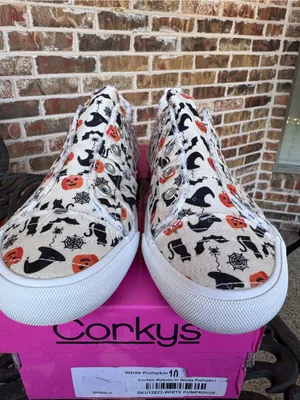 Corkys Babalu White Pumpkin Canvas Slip-On Women’s Size 10 Sneakers NIB thumbnail 4