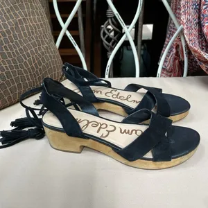 Sam Edelman‎ Jenna Ankle Wrap Sandal Black 90’s 9 thumbnail 3