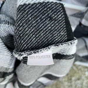 UNISHE Black‎ and White Plaid Fleece Shacket Black Size M thumbnail 4