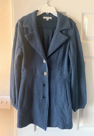 Cabi Dark Teal Merino Wool Blend Pea Coat thumbnail 1