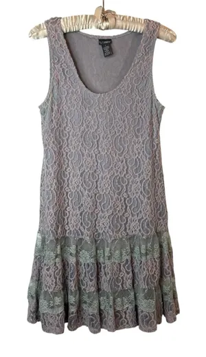 Vintage Y2K Daytrip‎ Dress L Buckle Fairy Festival Crochet Lace Overlay Tiered thumbnail 1