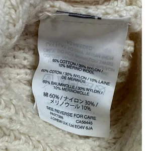 J. Crew Wool Blend Cable Knit Relaxed Fit Long Sleeve Crew Neck Sweater XS Cream thumbnail 9