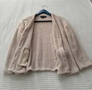 Miss Love Cozy Sherpa Button-Front Jacket in Light Beige Size S thumbnail 6