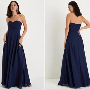 LULUS Prom Wedding Bridesmaid Sexy Flowy Romantic Navy Maxi Dress NWOT thumbnail 2
