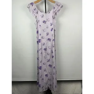 Lavender Milkmaid Pinup Novelty Cocktail Quirky‎ Print Flutter Sleeve Midi Dress thumbnail 7