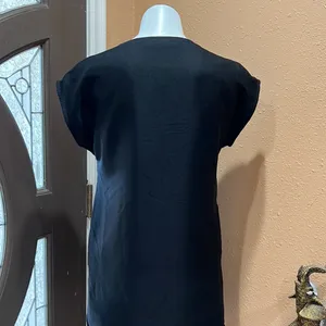 Madewell black eyelet short sleeve dress thumbnail 4