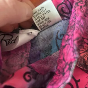 Vintage 90s Red Hot rayon funky boho button down Size Large Pink thumbnail 4