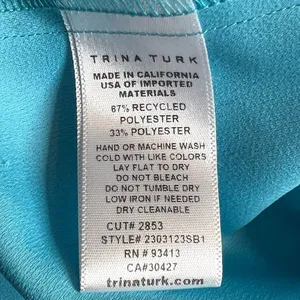 Trina Turk One Shoulder Ruffle Top Blue Asymmetrical Blouse M Resort Chic Spring thumbnail 6