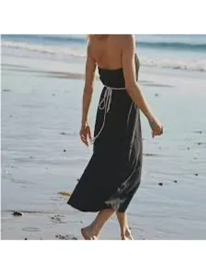 Free People Beach Peyton Tube Dress with White Rope/Beaded Belt Size L thumbnail 11