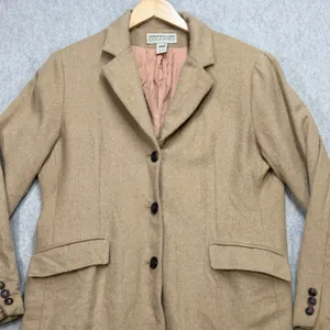Vintage Camel Hair Blazer Women L Tan Jones New York Quiet Luxury Dark Academia thumbnail 6