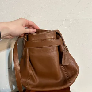 Vintage Coach 4156 Toffee Brown Leather Soho Belted Bucket Buckle Pouch Bag thumbnail 4